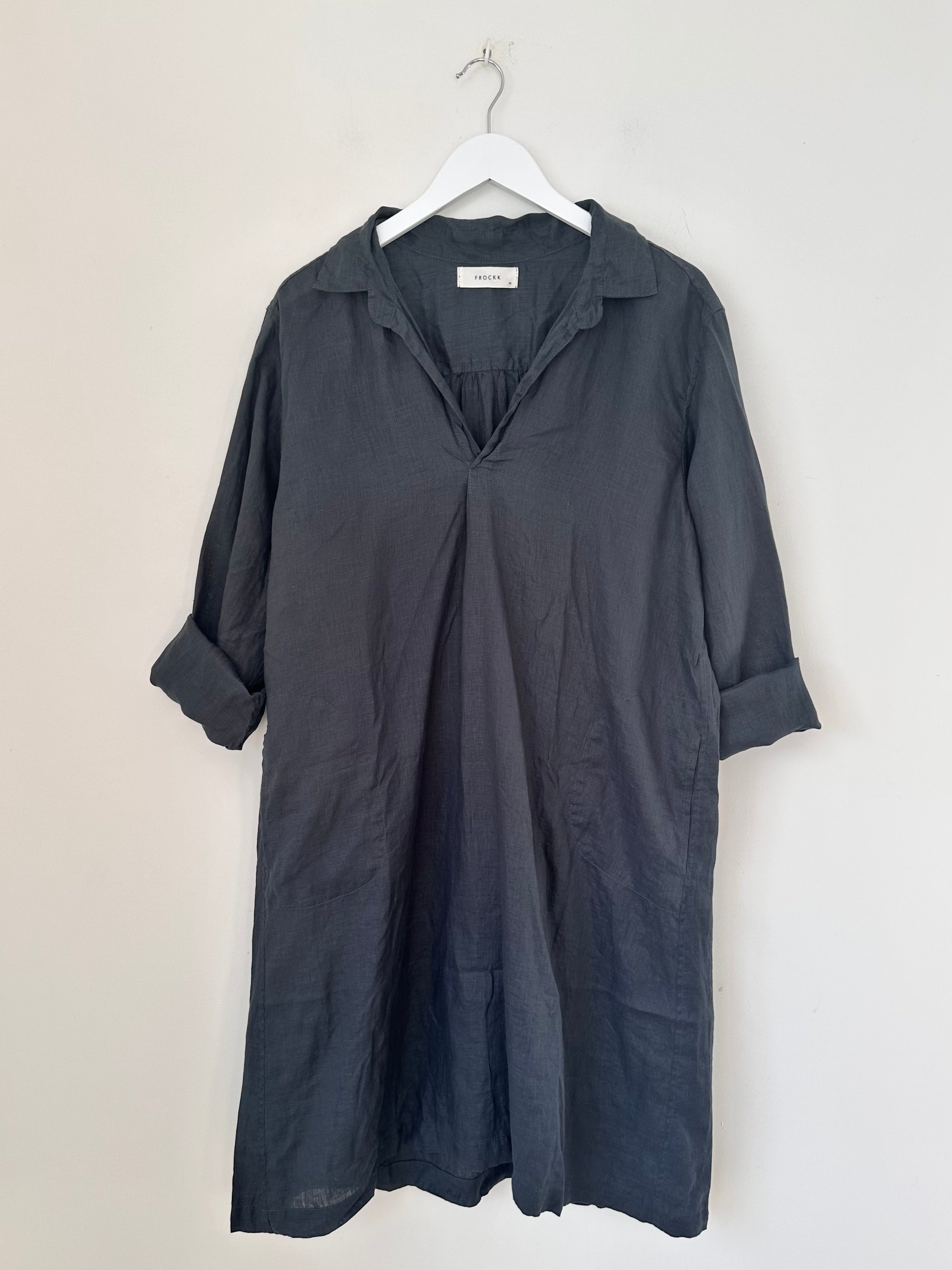 bianca dress -charcoal linen