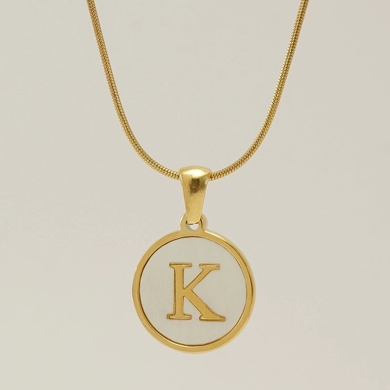 Fashion Letter Stainless Steel Titanium Steel Plating Inlay Shell Pendant Necklace 1 Piece