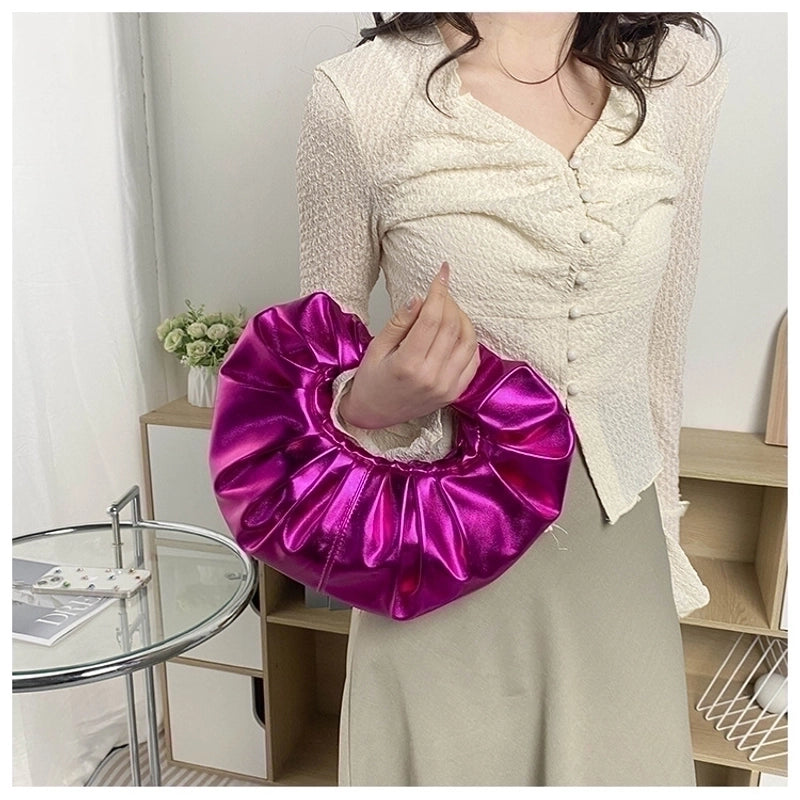 Women's Small All Seasons Pu Leather Basic Ruched Bag