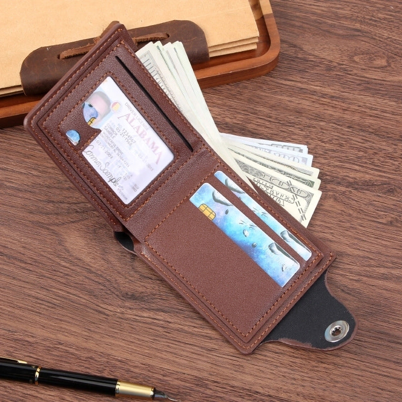 Men's Solid Color Pu Leather Open Small Wallets
