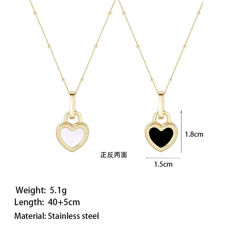 Minimalist Heart Shape 304 Stainless Steel Acrylic 18K Gold Plated Plating Stainless Steel Necklaces