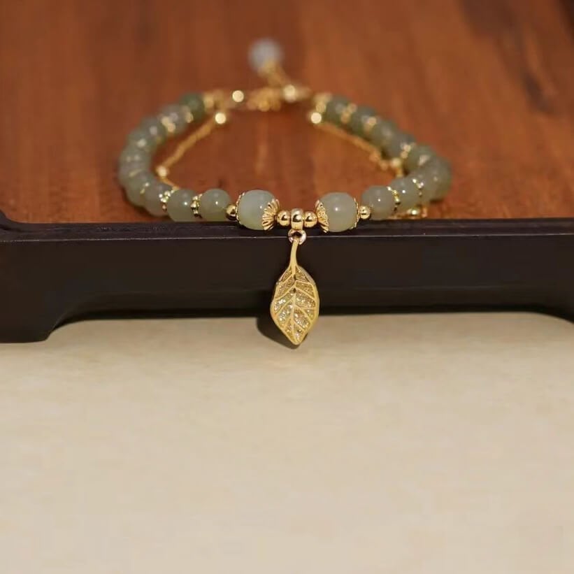 🔥  Promotion  49% OFF💞hetian jade gold leaf bracelet