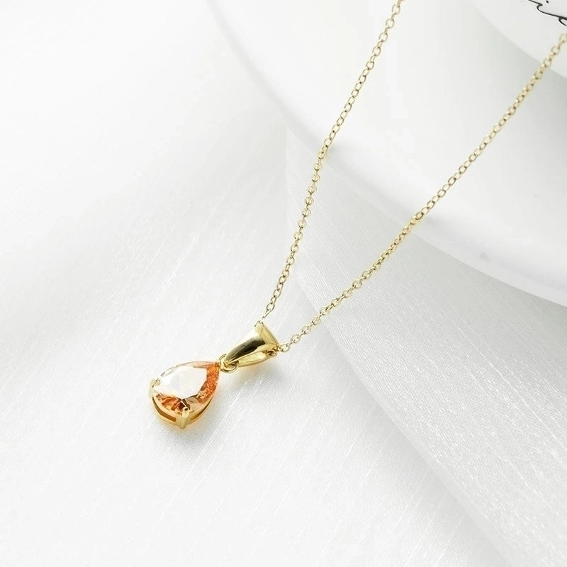 2 Pieces Fashion Water Droplets 304 Stainless Steel Zircon White Gold Plated Gold Plated Inlay Necklace