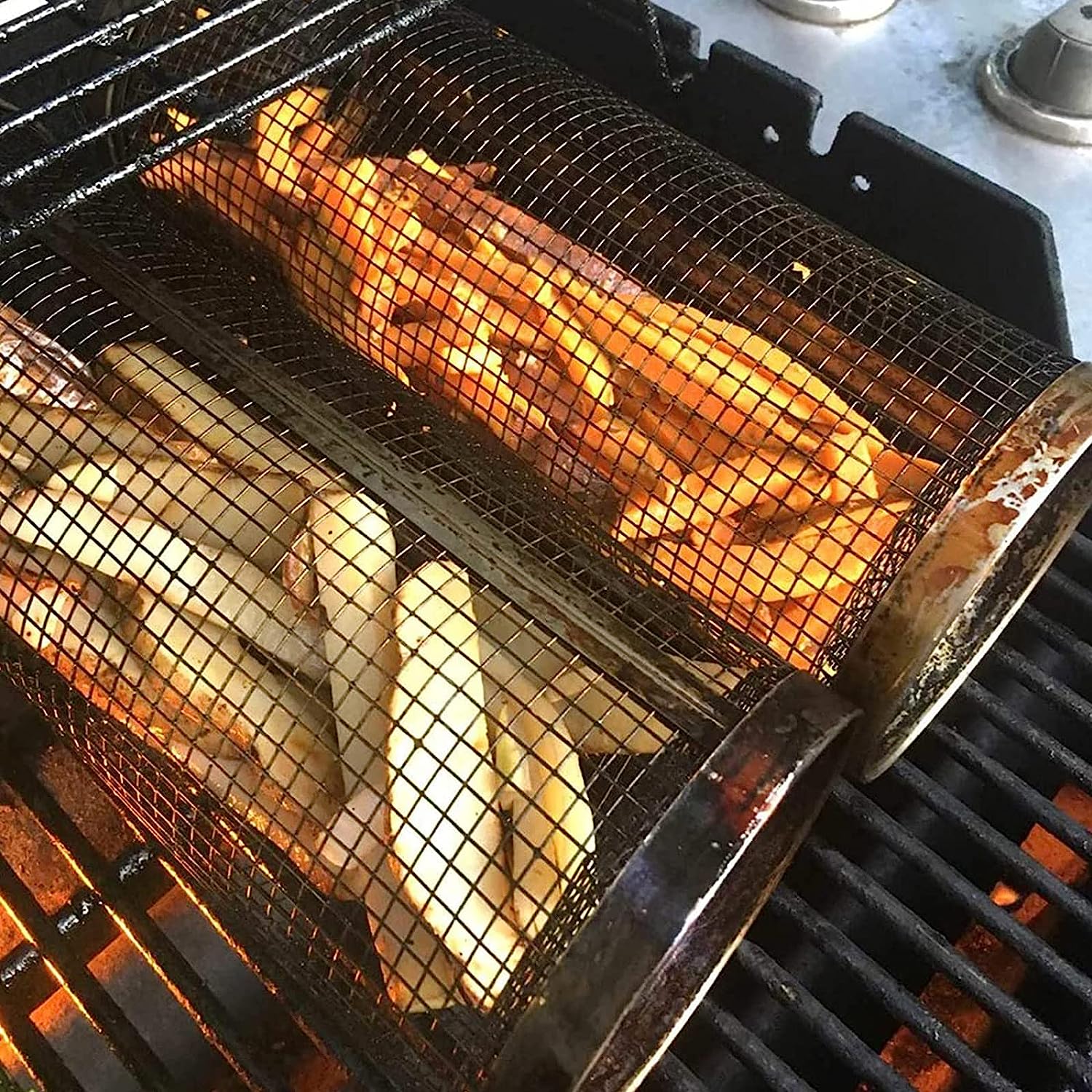 2 pcs ChefGenius Rolling Grill Basket