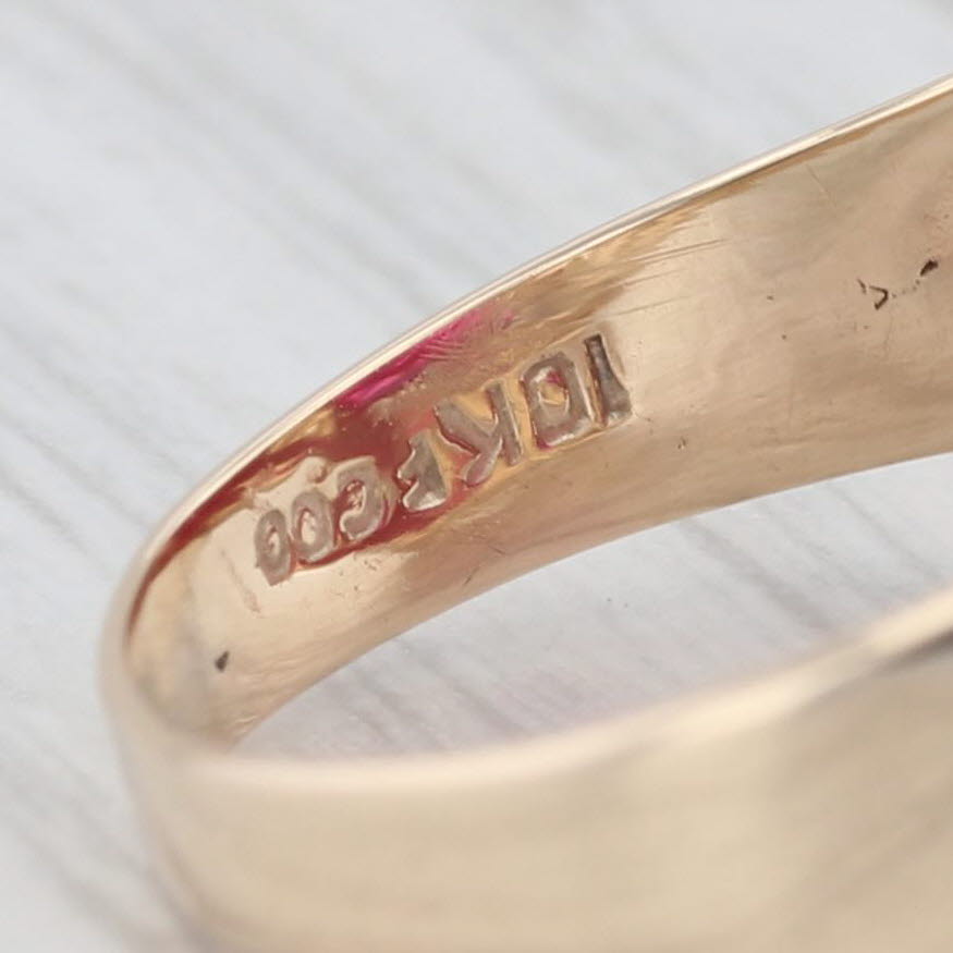 Masonic Signet Ring Lab Created Ruby 10k Gold Size 8.5 Blue Lodge Square Compass