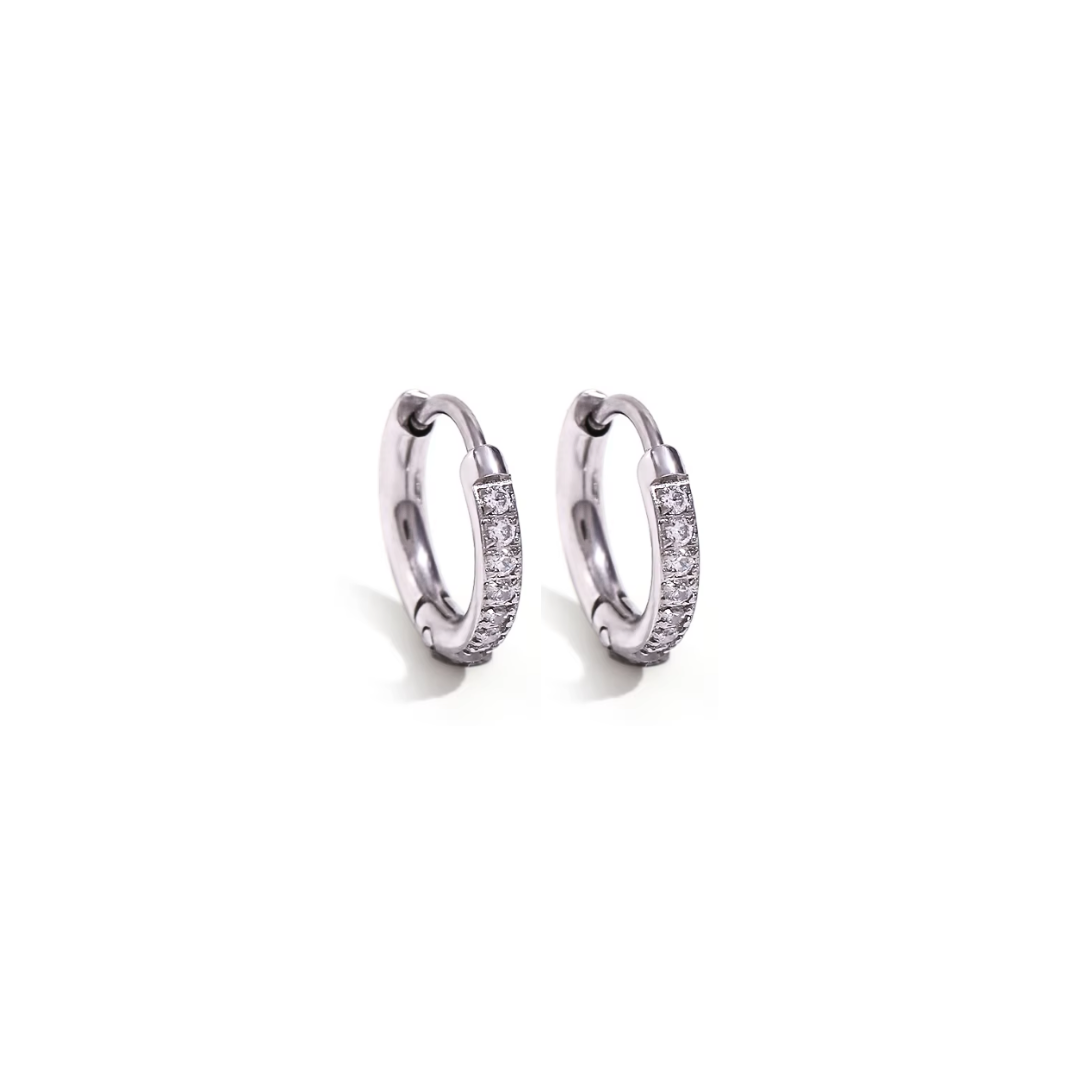 6mm slim diamond style hoops - Silver