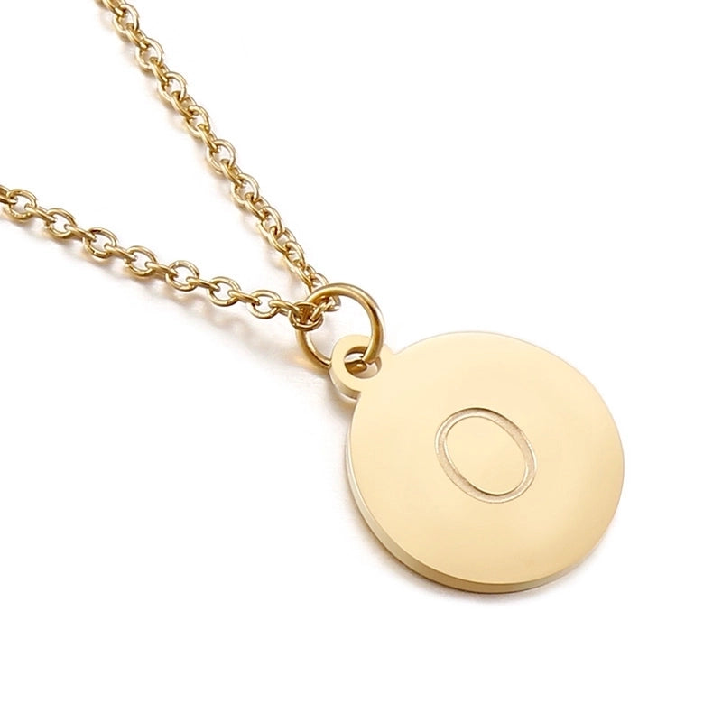 Titanium Steel 18K Gold Plated Minimalist Plating Letter Necklace