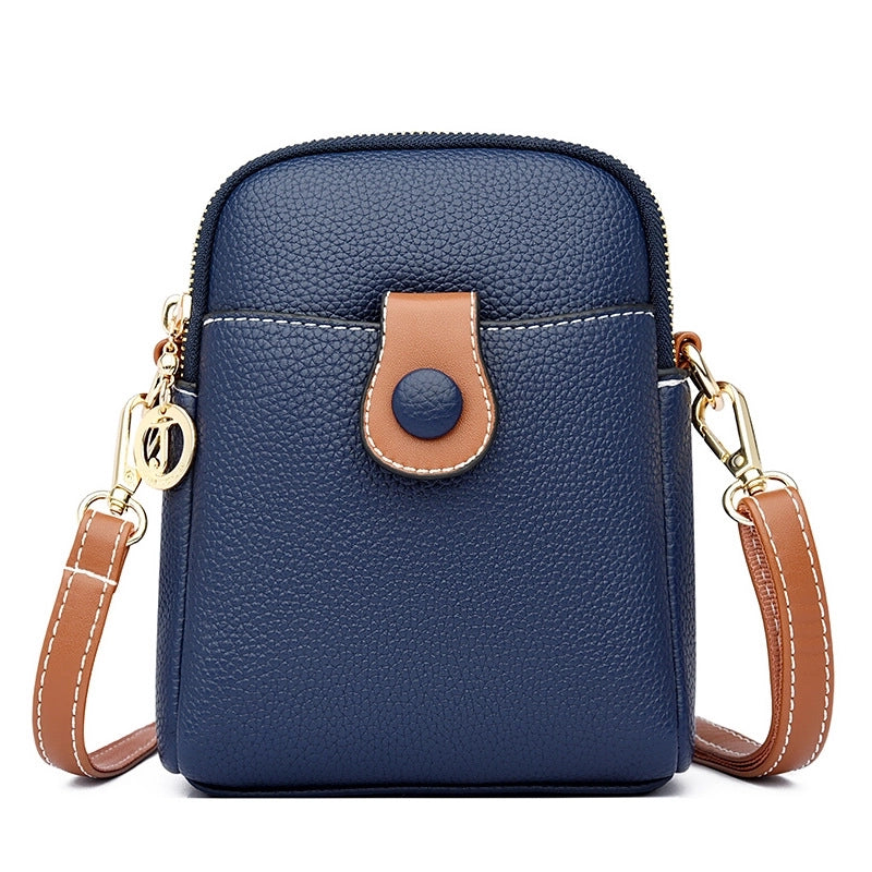 Women's Leather Solid Color Basic Square Magnetic Buckle Shoulder Bag Phone Wallets Crossbody Bag