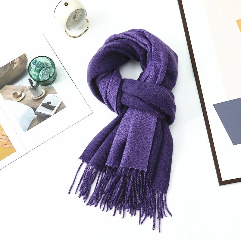Cashmere Scarf Women's Winter Hot Imitation Cashmere Scarf Men's Shawl  Thickened Double-sided Wool Scarf
