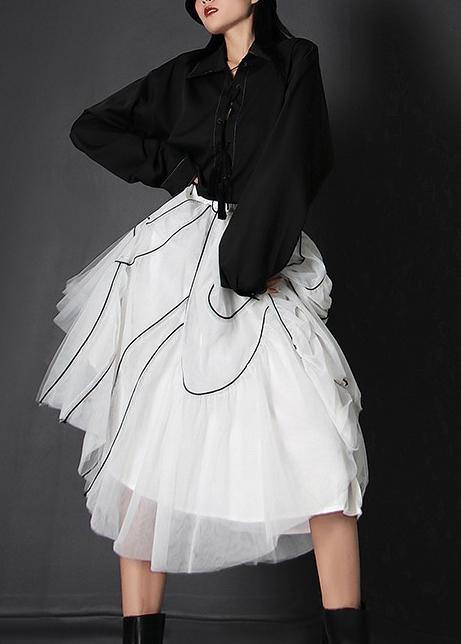 Women White High Waist Cinched Summer Skirts