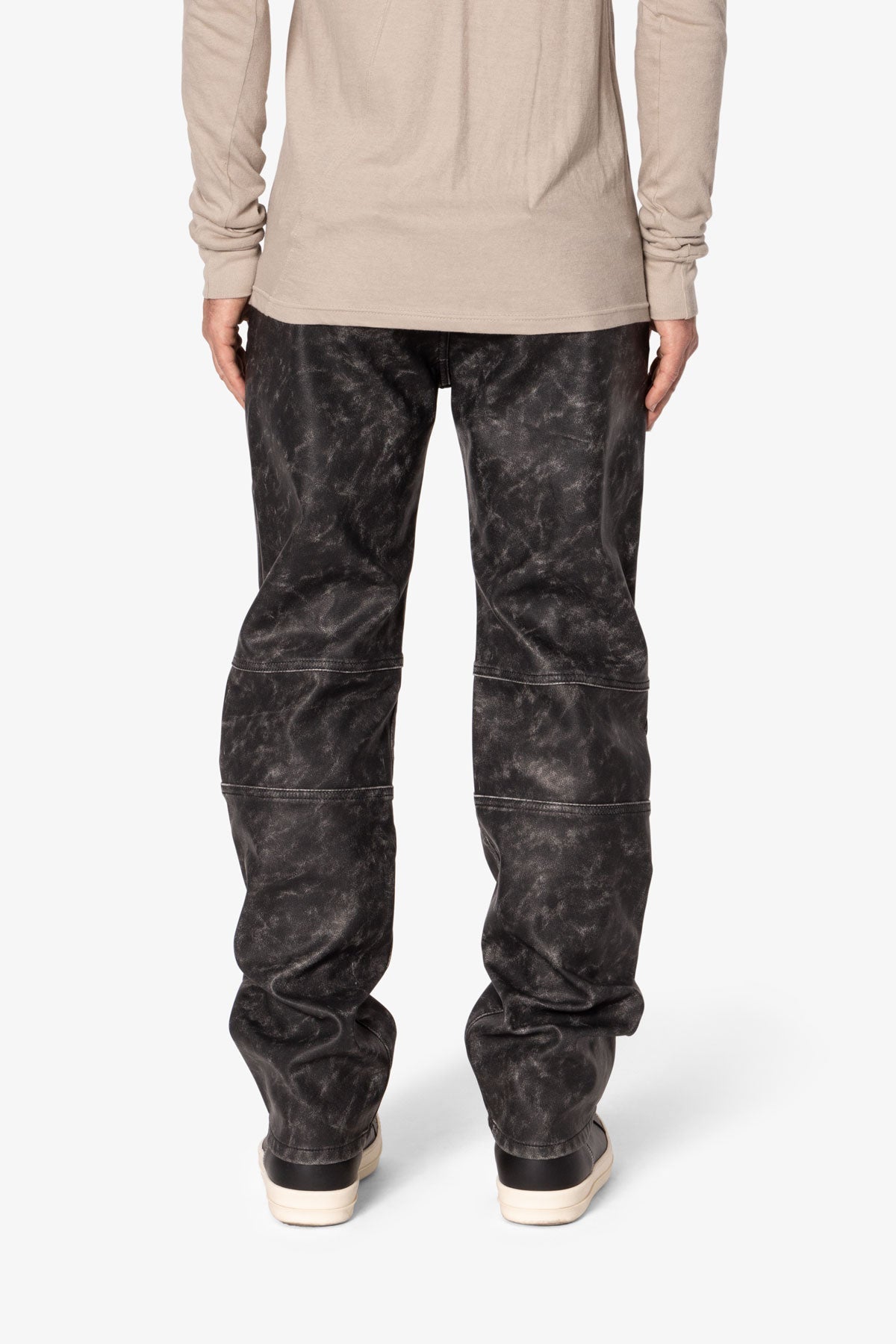 V706 Washed Leather Pants - Black