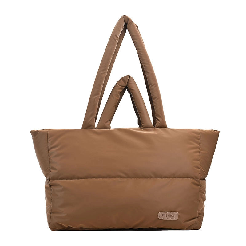 Women's Large Autumn&winter Oxford Cloth Solid Color Streetwear Square Zipper Shoulder Bag Tote Bag