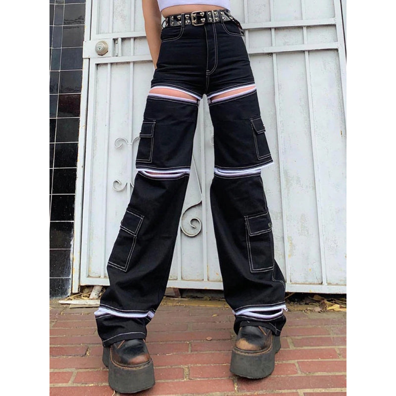 Patchwork Streetwear Baggy Jeans For Women
