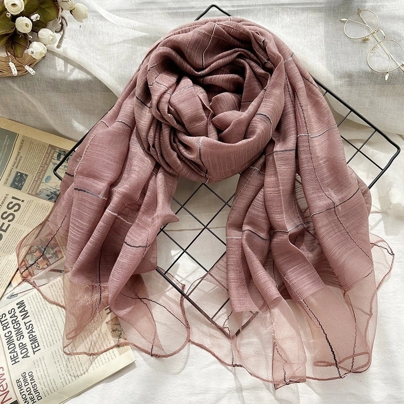 Women's Elegant Sweet Color Block Silk Silk Scarf
