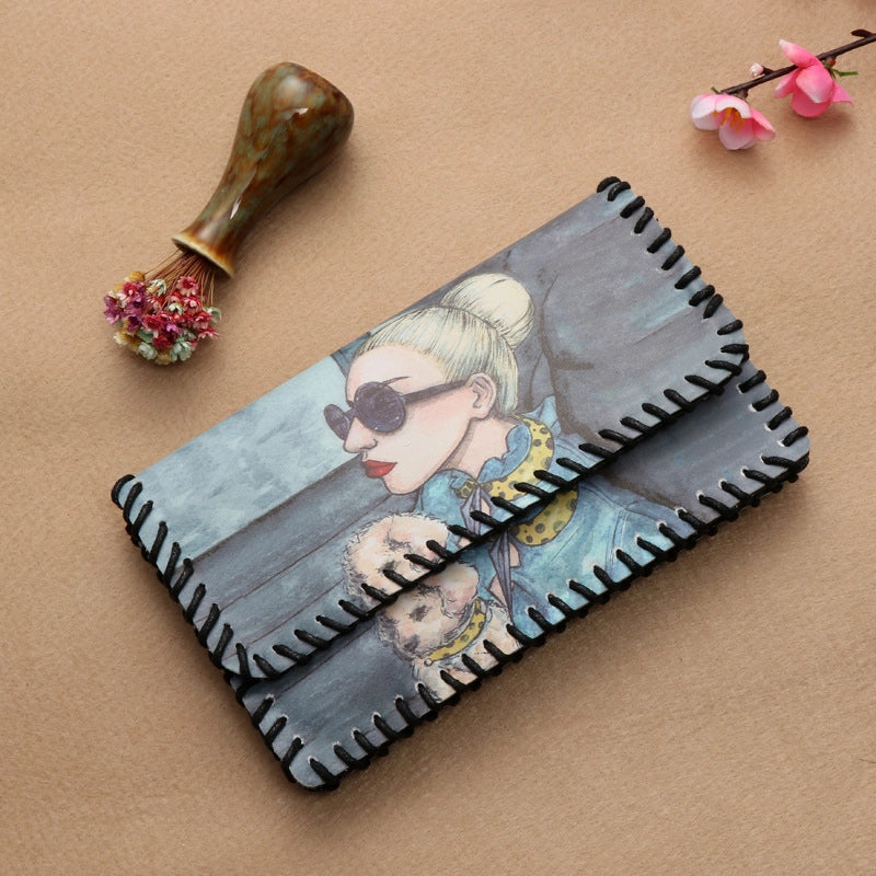 Women's Pu Leather Printing Animal Vintage Style Square Magnetic Buckle Phone Wallets