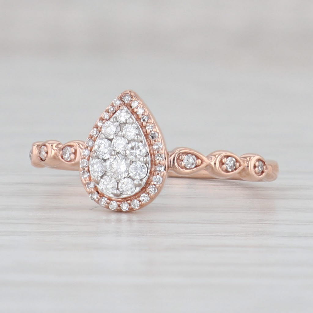 0.25ctw Diamond Teardrop Halo Engagement Ring 10k Rose Gold Size 7