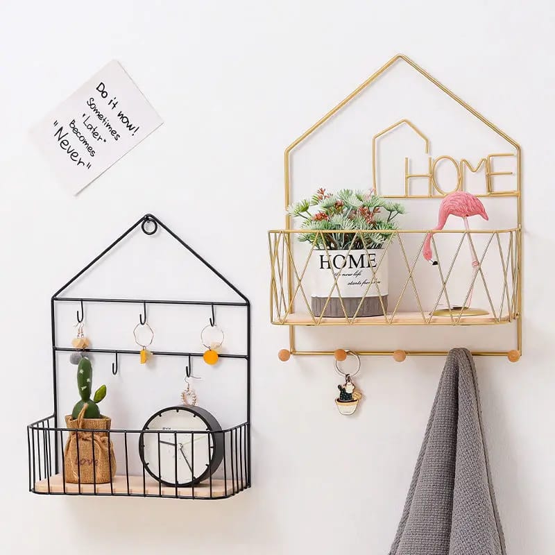 CREATIVE WALL-MOUNTED SHELF - HOOKS