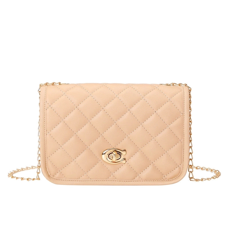 Women's Small Pu Leather Solid Color Basic Classic Style Square Flip Cover Crossbody Bag