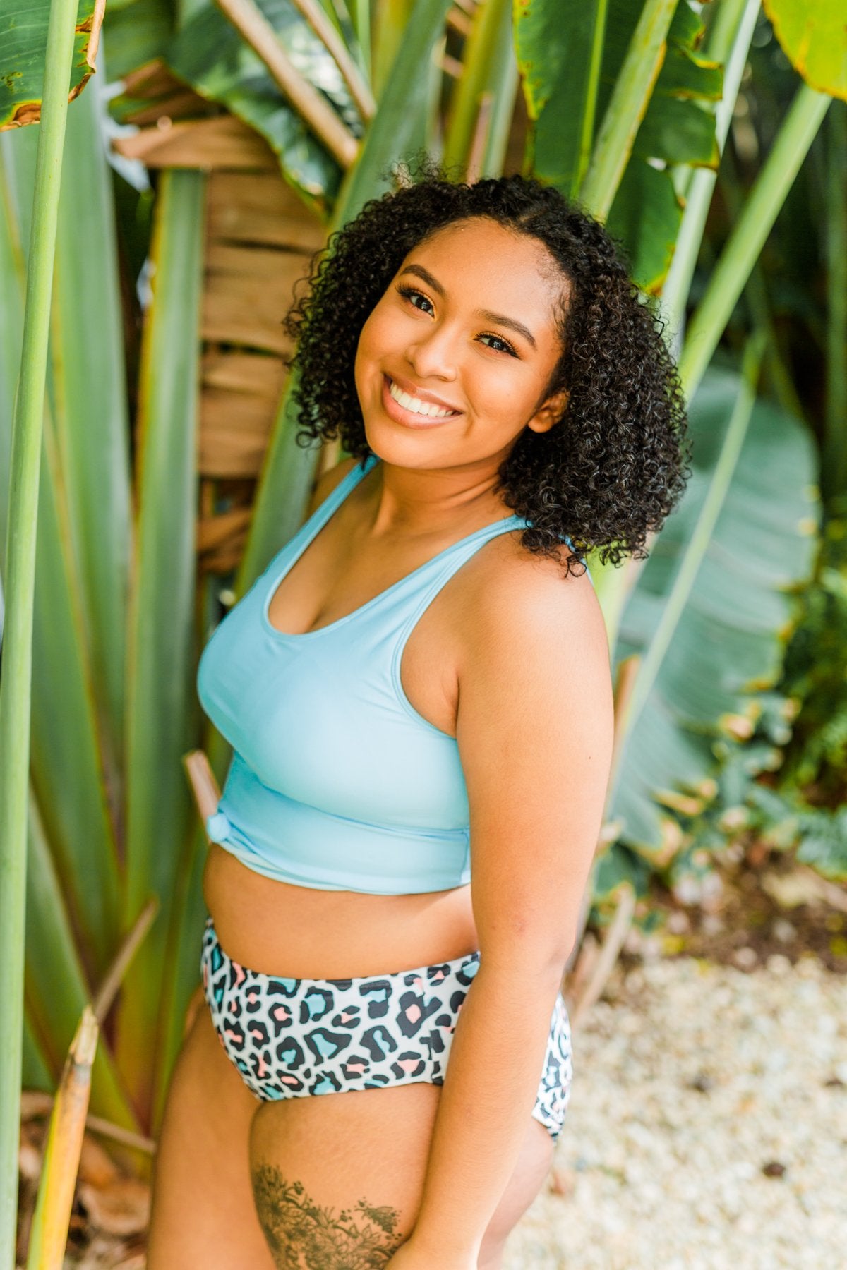 Bask In The Sun Mid-Rise Swim Bottoms- Multi-Color Leopard