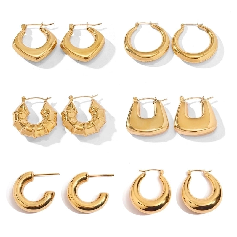 1 Pair Minimalist Classic Style C Shape U Shape The Answer Plating Stainless Steel Earrings