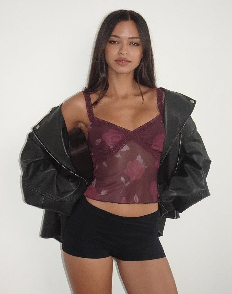 Rasa Cami Top in Blooming Rose Burgundy