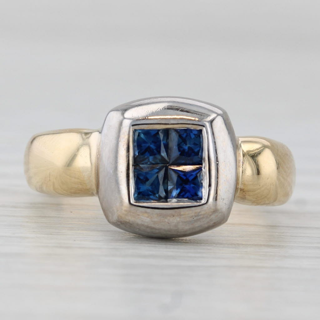 0.58ctw Blue Sapphire Ring 18k White Yellow Gold Size 6.5