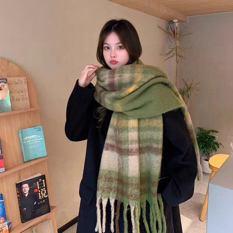 Women's Lady Minimalist Lattice Imitation Cashmere Scarf