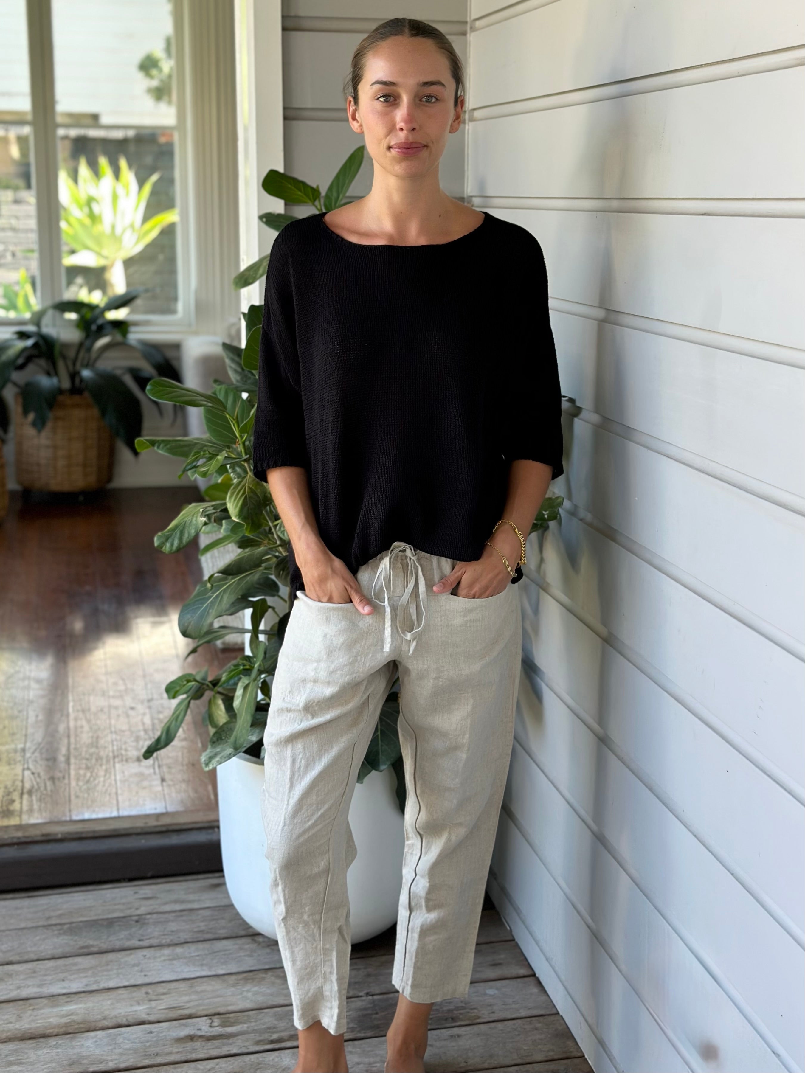 darcy pants - natural linen