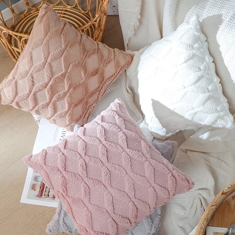 Fashion Solid Color Short Plush Pillow Cases Couch & Sofa Decor