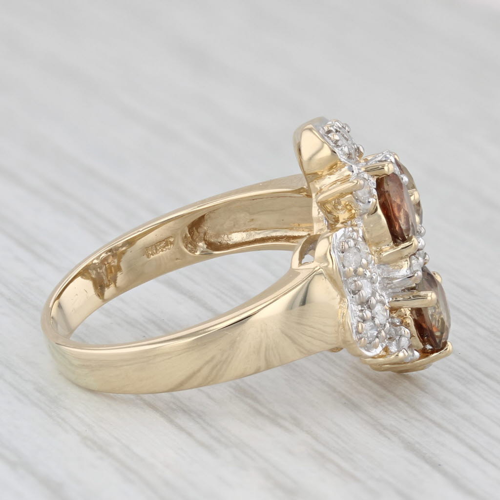 1.88ctw Andalusite Diamond Cluster 14k Yellow Gold Ring Size 7.25