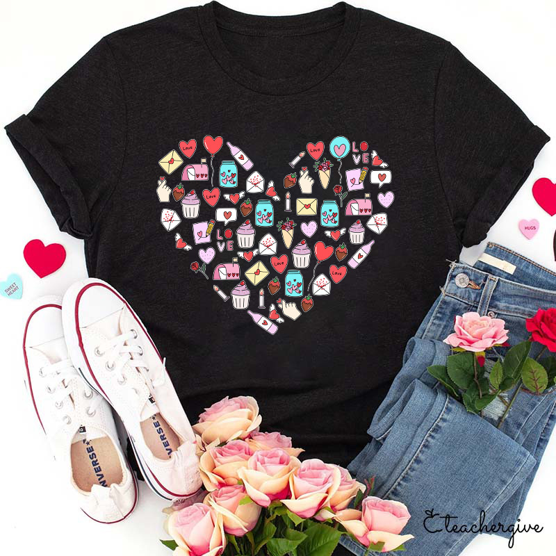 Valentine Heart Teacher T-Shirt