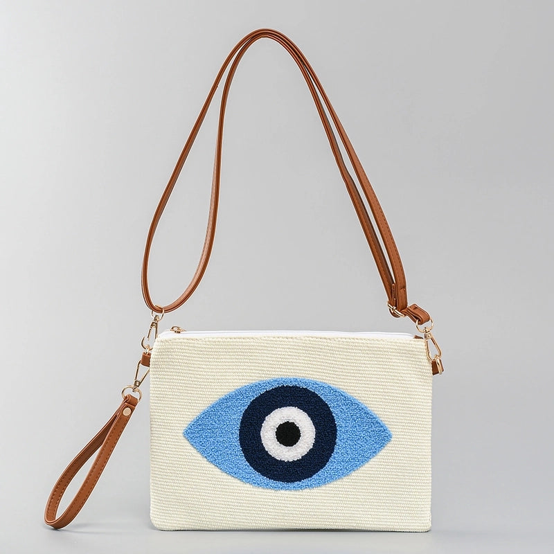 Women's Small Canvas Devil's Eye Basic Vacation Zipper Shoulder Bag