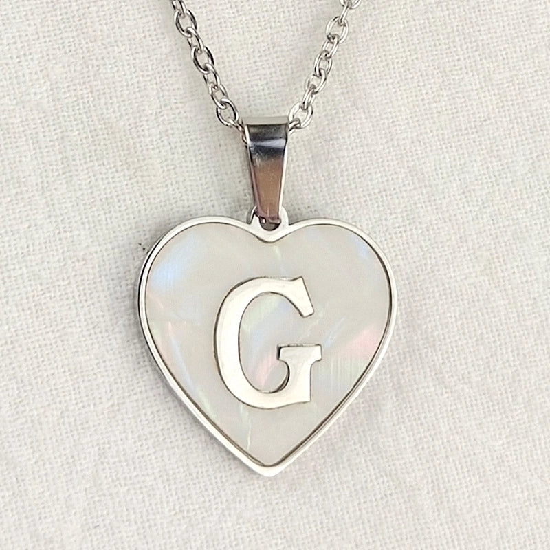 Cute Sweet Letter Titanium Steel Plating Inlay Shell Pendant Necklace