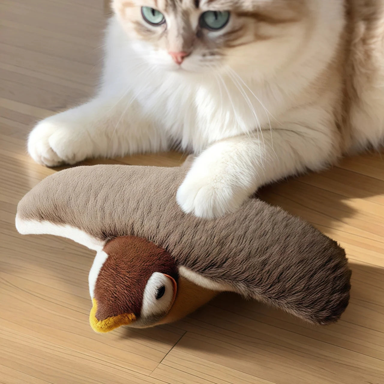 Interactive Chirping Bird Cat Toy – USB Rechargeable. Touch-Activated. Flapping Wings & Cat Teaser Attachment
