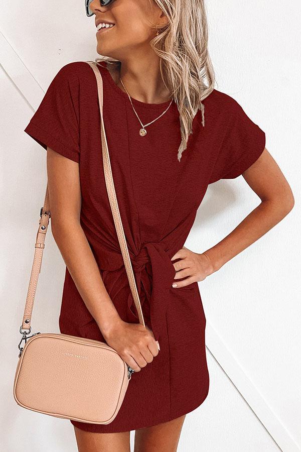 Short-sleeved Cotton Blend Dress