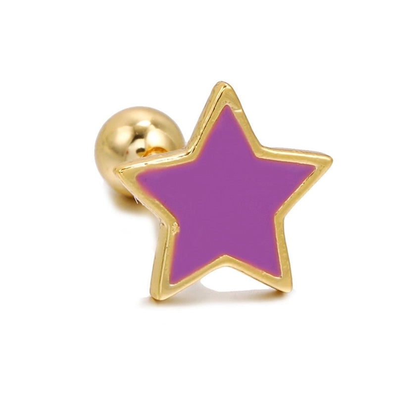 Ear Cartilage Rings & Studs Minimalist Star Brass No Inlaid