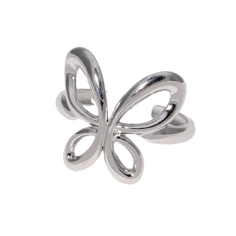304 Stainless Steel 18K Gold Plated Minimalist Plating Butterfly Open Rings