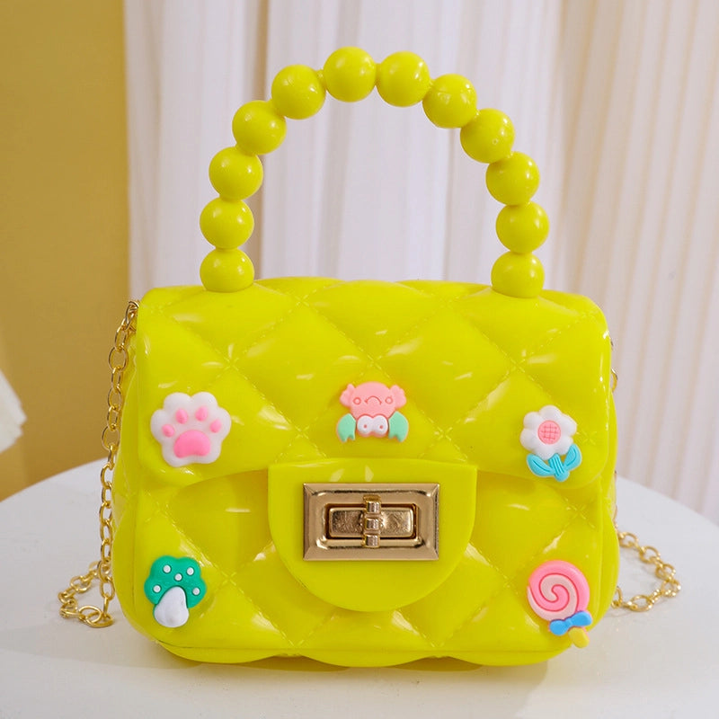 Women's Small PVC Color Block Streetwear Square Lock Clasp Handbag