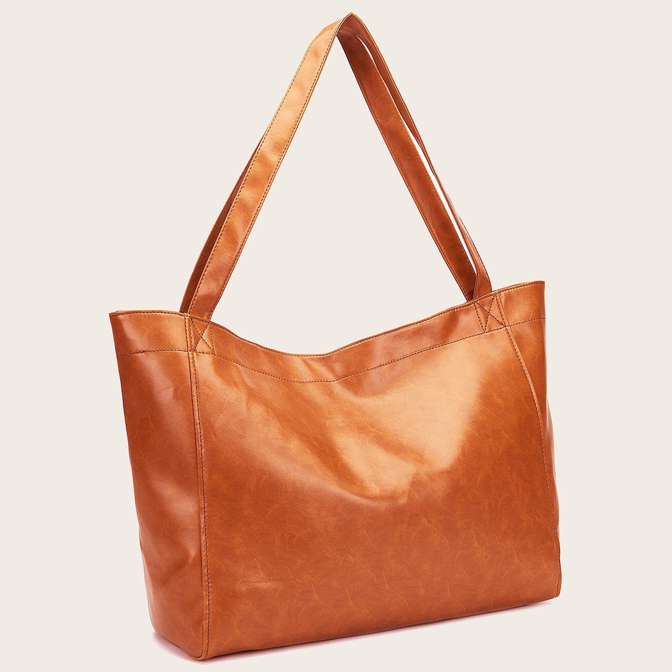 Women's Large Soft Leather Tote Bag With Pocket