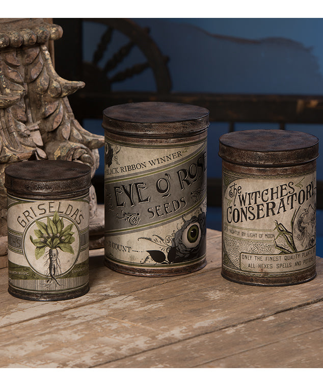 Witches Conservatory Tin Canisters