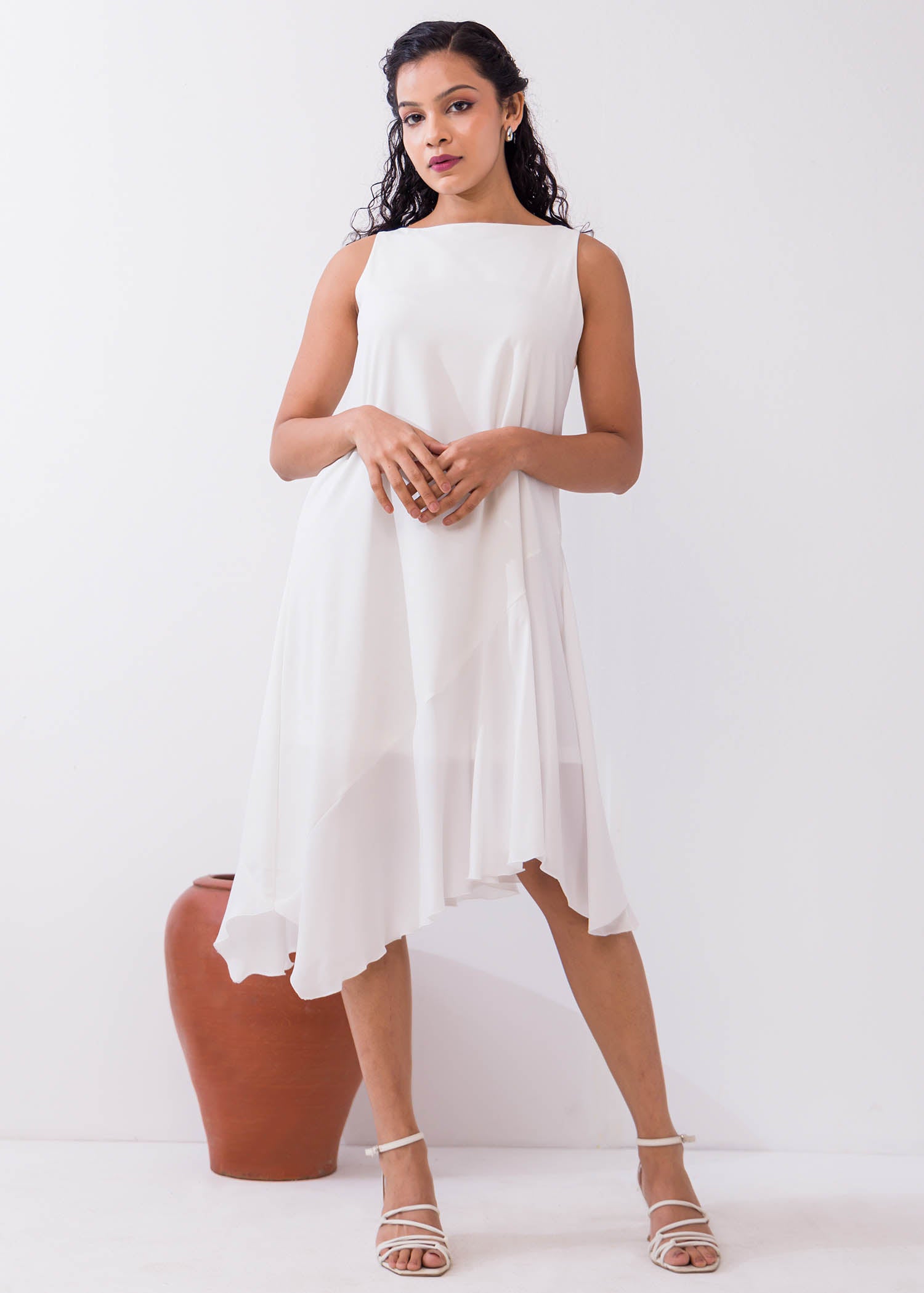 Sleeveless Asymmetrical Hem Dress