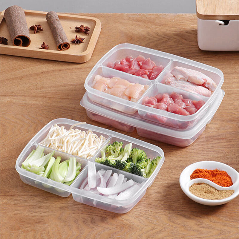 4 Grids Food Fruit Storage Box Portable Refrigerator Freezer Box