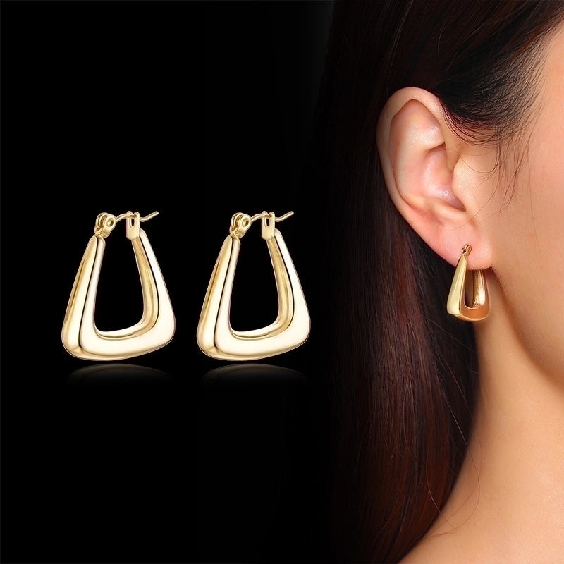 1 Pair Minimalist Solid Color Plating 201 Stainless Steel 18K Gold Plated Earrings