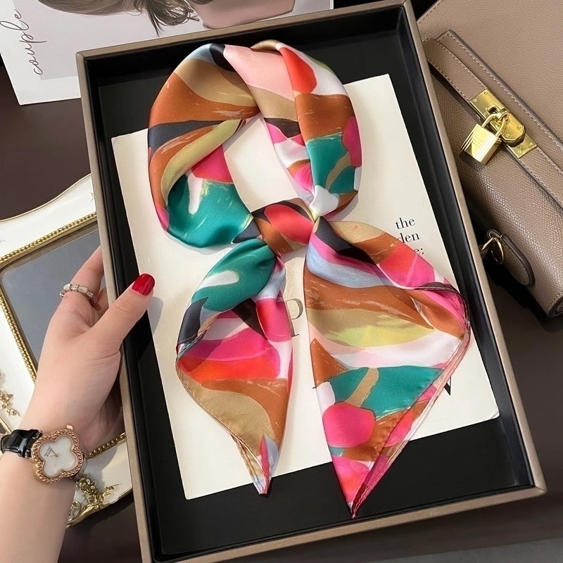 Women's Elegant Flower South  Satin Silk Scarves