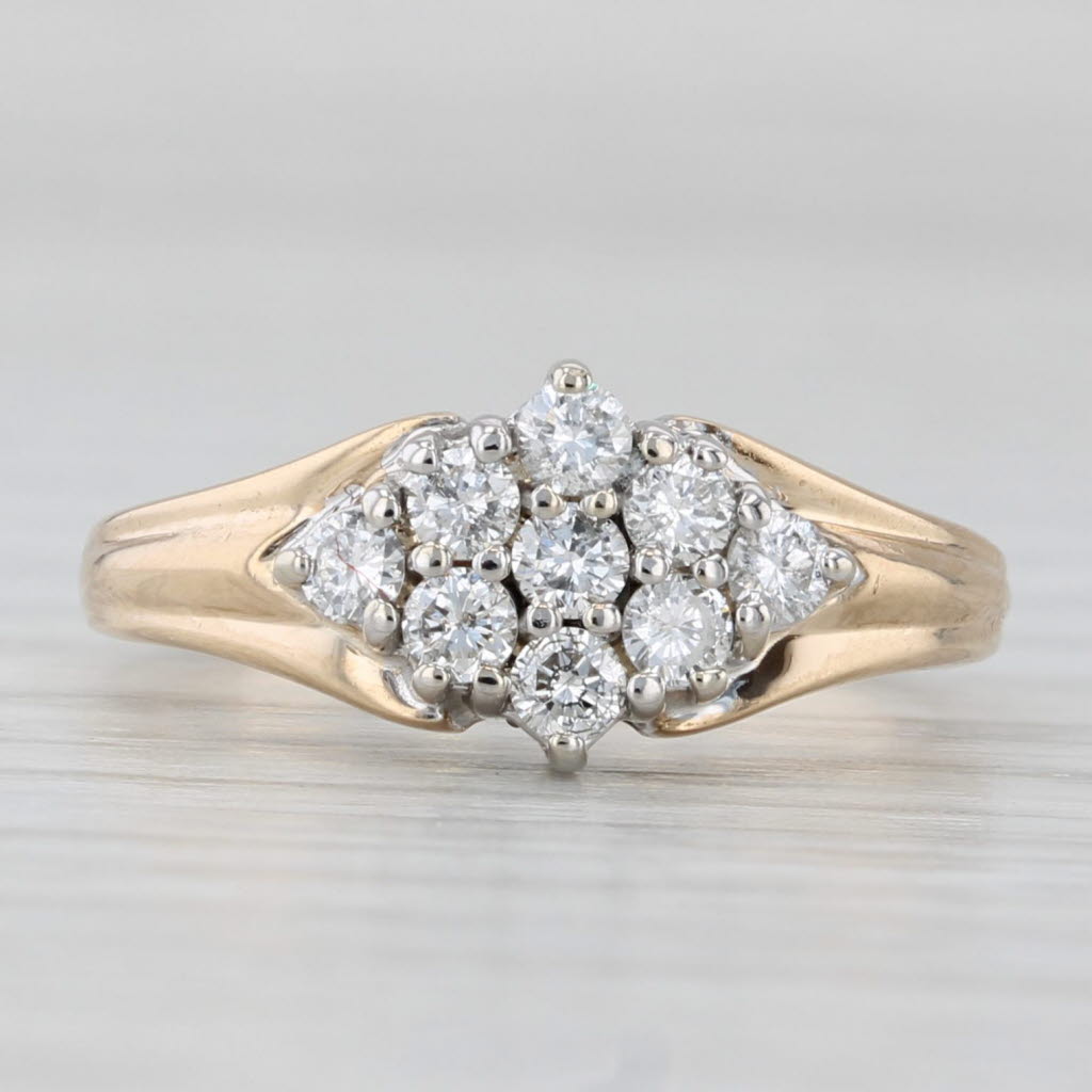 0.34ctw Diamond Cluster Ring 14k Yellow Gold Size 4.5