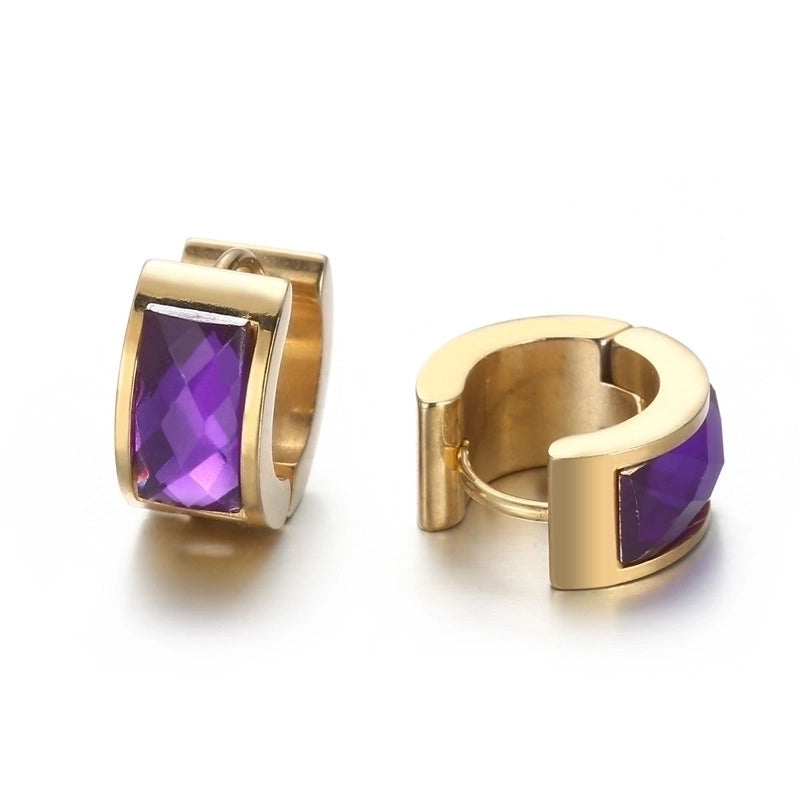 1 Pair Minimalist U Shape Plating Inlay Titanium Steel Glass 18K Gold Plated Earrings