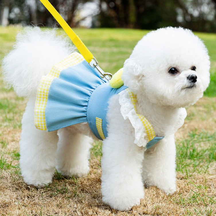 Cute Animal Decor Denim Dog Harness Dress