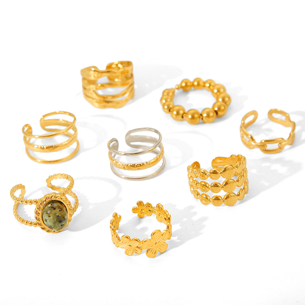 Ring Stripe Circle Geometric Stainless Steel Electroplating Rings