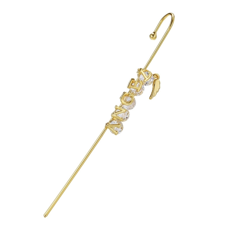 Cross-border Creative Piercing Jewelry Earrings Copper Inlaid Zircon Gold-plated Earrings Around Auricle Slash Ear Hanging