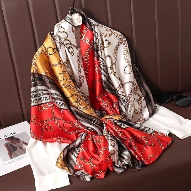 Women's Lady Leopard Satin Printing Shawl